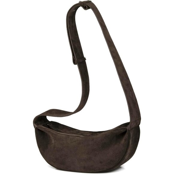 Handbags - Elegant Leather Crossbody Hobo Bag with Adjustable Straps and Zipper Closure